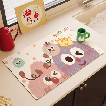 Fantasy cartoon drain mat kitchen countertop absorbent mat waterproof and oil-proof no-wash placemat coffee machine mat small table mat small crown ball 30*50cm water-absorbent and quick-drying