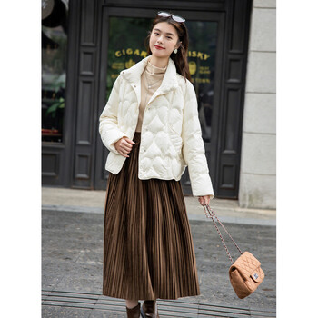 Ives (itisf4) cloud souffle white duck down jacket women's autumn warm short top beige s