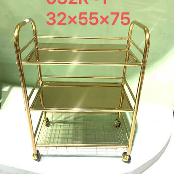 Fantasy vegetable rack multi-layer hot pot restaurant special kitchen dish rack restaurant vegetable plate stainless steel wheel three-layer luxury gold-plated double plate basket