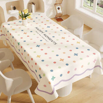 Yusenyi tablecloth waterproof and oil-proof no-wash anti-scalding tablecloth atmosphere home coffee table tablecloth polka dot fantasy 100x100cm
