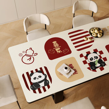Fantasy light luxury high-end cartoon waterproof tablecloth, oil-proof, anti-scalding, no-wash leather table mat, suitable for coffee table protection mat, shunshui happy bear 90x120cm