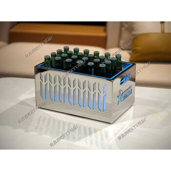 Fantasy bar anti-fall ice bucket luminous beer frame ice pattern wine frame beer bucket 24 pieces stainless steel glacier blue ice bucket