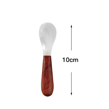 He jiagong caviar shell spoon japanese shell spoon wooden handle mother-of-pearl spoon caviar small spoon dessert ice cream spoon coffee wooden handle shell spoon small 10cm