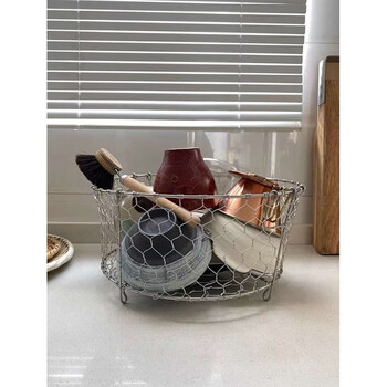 Yusenyi 3 stainless steel japanese-style hand-woven storage basket fruit storage basket snack storage basket 25cm