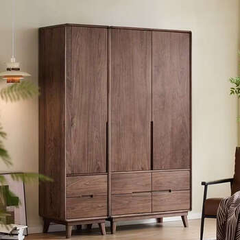 Yusenyihei double-door wardrobe small apartment bedroom combination three-door wardrobe cherry wood with accessories 2 doors