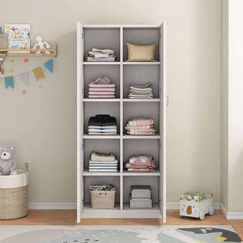 Yusenyi wardrobe home bedroom storage cabinet wardrobe multi-layer storage cabinet small apartment cabinet six-compartment light walnut (movable laminate) assembly