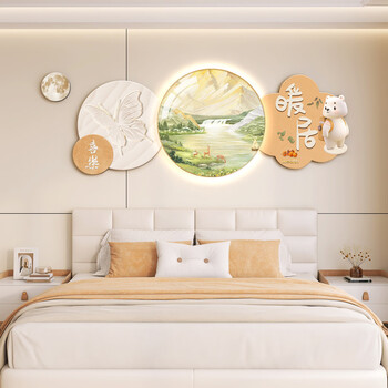 Fantasy and light luxury bedroom bedside decoration painting, high-end living room sofa background hanging painting, master bedroom room led light painting mural, bedroom style with backer 40, occupying a wall area of about 40x120cm, ld light strip, power bank type remote control, no socket required, u finely carved crystal porcelain painting