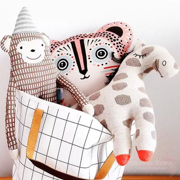 Yusenyi ins nordic children's room toy canvas clothes storage bag baby bath large cloth bag drawstring extra large bucket decoration white grid 40x50cm white grid 40x50cm