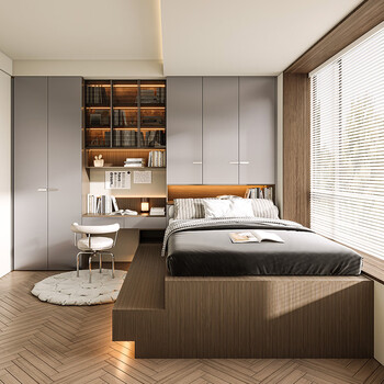 Sophia tatami customized integrated second bed wardrobe desk bookcase integrated small bedroom furniture decoration design functional room customized gold