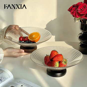 Fanxia glass fruit tray for living room and tea room, light luxury high-end front desk candy tray, nut and dried fruit snack display tray