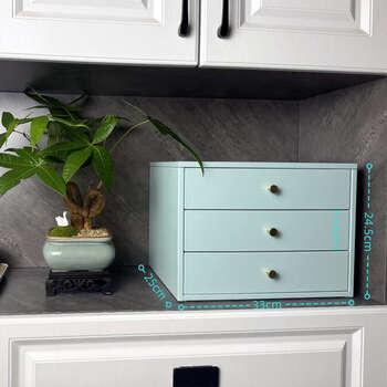 Yusenyi drawer desktop storage box office dormitory desk desk dustproof organizing box storage box storage tiffany blue three drawers large size