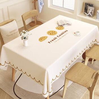 Fantasy skin-like tablecloth, no-wash rectangular coffee table tablecloth, three cute cookies, 140x240cm, suitable for 8-person rectangular table/oval table.
