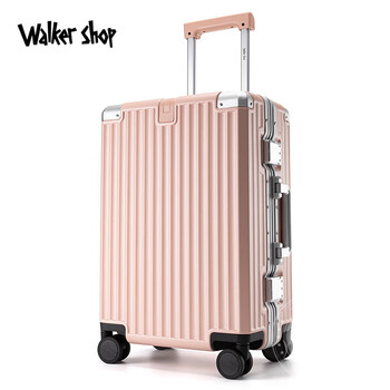 Walker shop 2026 new suitcase fashionable multifunctional password box large capacity wear-resistant business travel suitcase boarding case pink 26 inches
