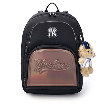 Mlb children's official boys and girls fashionable color matching lightweight breathable burden-reducing primary school backpack backpack 25 autumn new black