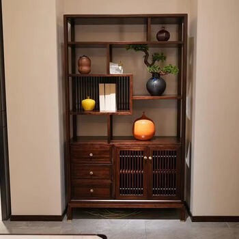 Fantasy new chinese style archaic shelf ebony bookshelf duobao pavilion tea storage rack multi-functional handicraft ornament display stand 0.8 meters ebony wood (800x400x2000)