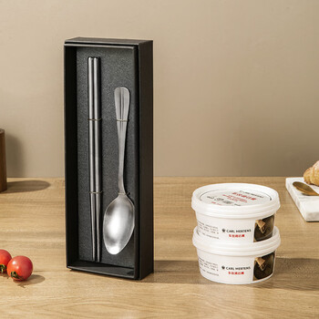 Three-headed eagle pure titanium chopsticks and spoons household tableware pure titanium chopsticks, spoons, pots and utensils cleaning paste set pure titanium chopsticks and spoons 4-piece set - don’t take photos of gifts