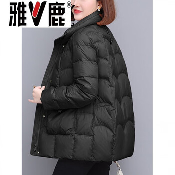 Yalu women's down jacket winter 2026 new style mid-length fashionable stand collar middle-aged mother high-end hangzhou winter jacket black xl suitable for about 125-135 pounds