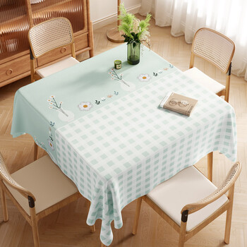 Fantasy square tablecloth, no-wash tablecloth, washable eight immortals table coffee table mat, fresh and early spring light rhyme, thickened, waterproof, oil-proof and anti-scalding, 100x100cm, suitable for 60x60 square table/round table
