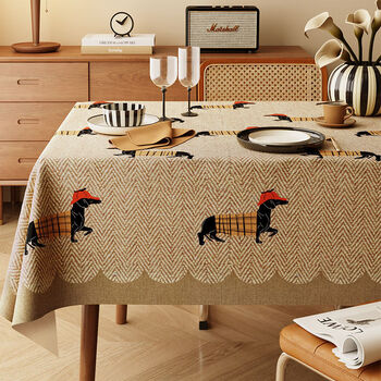 Fantasy tablecloth 2025 new high-end waterproof and oil-proof no-wash table mat insulated tablecloth coffee table mat british puppy yarn tablecloth 110x170cm table hot-selling size