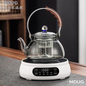 Mdug german imported quality high-end electric ceramic stove for tea making 2026 new household tea making device multi-functional small boiling water 606a upgraded white + aluminum handle ash glass pot 900ml