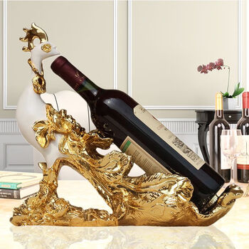 Xmsj creative nordic style peacock wine rack living room wine cabinet red wine rack high-end wine utensils red wine rack restaurant outfit peacock wine rack electroplated gold