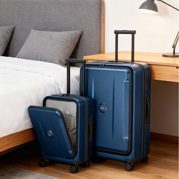 Pirtecin front-opening 20-inch suitcase, boardable, unisex trolley suitcase pcw2036, blue, 20 inches, boardable