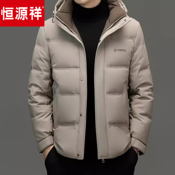 Hengyuanxiang autumn and winter men's down jacket thickened new casual warm dad white duck down removable hood jacket jiaozi 88208 khaki m 170_92a_recommended 100-120 catties