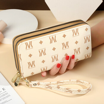 Domestic products carefully selected wallet women's long style 2025 new european and american fashion large capacity double zipper mobile phone bag women's printed hand off-white double zipper