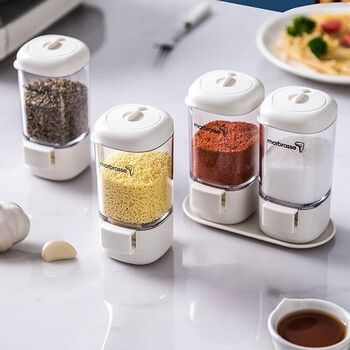 Sungsa japanese kitchen seasoning box four-grid integrated salt and msg jar seasoning box household multi-grid storage seasoning box press seasoning box 1 pack