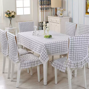 Yusenyi tablecloth cloth cotton and linen dining table cloth chair cover chair cushion set chair cover small n fresh cloth coffee table rectangular european elegant black and white grid 130x130 tablecloth