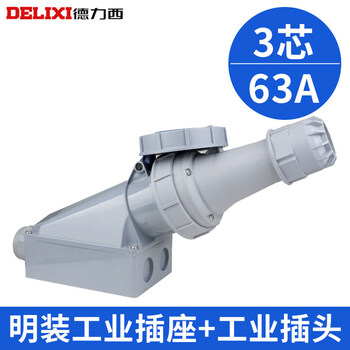 Delixi aviation industry plug and socket 3-core 4 three-phase electricity 380v male and female docking waterproof connector 16a32a 3-core exposed socket + plug 63a