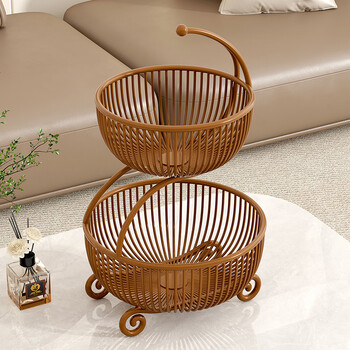 Xaoimi fruit plate, living room, tea house, fruit plate, multi-layer fruit storage basket, snack display, snack fruit basket storage rack, coffee color