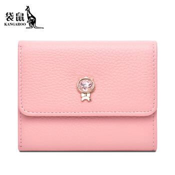 Kangaroo (kangaroo) genuine leather wallet for women first layer cowhide 2025 new zodiac fashion card holder integrated small coin purse wu ma-pink