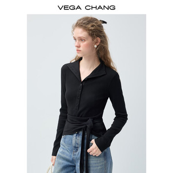 Vega chang spade love poetry silo cotton thread t-shirt women's 2026 new spring slimming bottoming shirt black l
