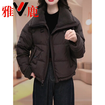 Yalu light thin 2026 down jacket women's new winter jiaxing pinghu small mother fashionable short jacket brown m_recommended 80-105 catties