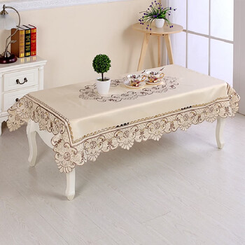 Yusenyi living room coffee table tablecloth lace tv cabinet cover rectangular household dining table tablecloth elegant dark gray square 150*150cm