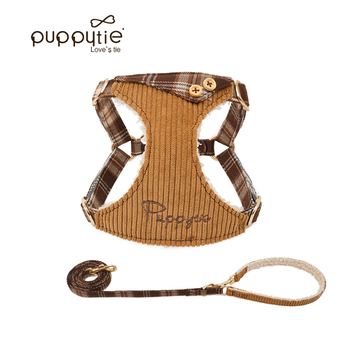 Puppytie dog leash vest style small dog teddy pomeranian corgi puppy leash 2-5 catties double-ended dog walking rope pinecone brown-set (chest + leash) xxs code-recommended 1-6 catties
