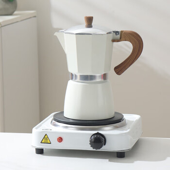 Cliton quality coffee pot household moka pot nine cups one, two and three cups espresso machine extraction pot coffee 9 cups white / electric stove 450ml