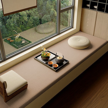 Lian mu new chinese style bay window mat coconut palm window sill mat sun protection removable and washable balcony mat for all seasons customized special size yellow brown customized coconut palm 3 + zero pressure cotton 2 = thickness 5.5 cm