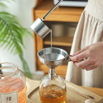 Sheli 304 stainless steel funnel with filter for pouring oil and wine 304 funnel with filter-11cm