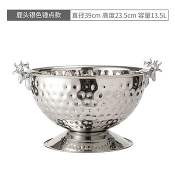 Fantasy ice bucket champagne salad basin deer head ice bucket bar ice wine bucket beer bucket silver deer head hammer dot short salad basin 13.5l