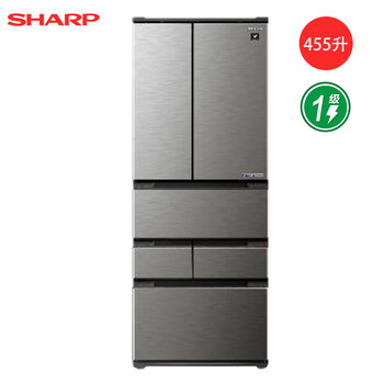 Sharp original imported refrigerator japanese-style six-door pci purification ion cluster taste and freshness preservation 455 liters small apartment ultra-thin large capacity variable frequency first-level automatic ice making household sj-mf46k-ds yaoshi silver