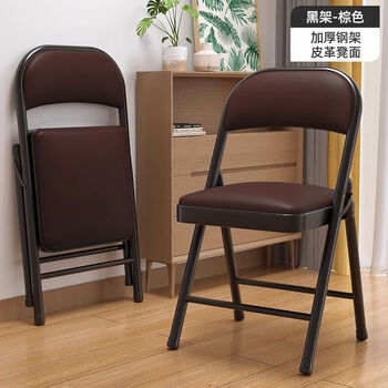 Pick-up cat installation-free foldable desktop computer table study table home office student desk simple rental room small table black frame brown leather folding chair