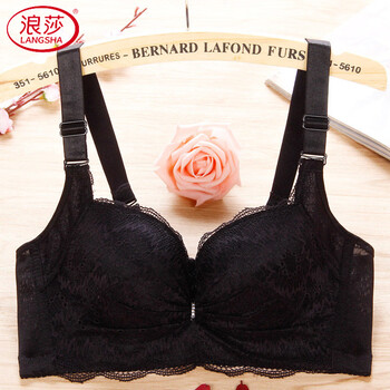 Langsha underwear women's bra thickened thin push-up zodiac year new year red with steel rims small breasts large size fat black 70a 32