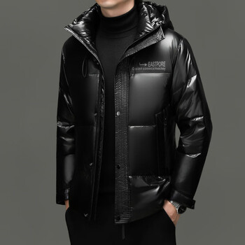 Ducky 90% white duck down down jacket men's thickened 2025 new winter hooded warm glossy duck down winter jacket black xl recommended weight 135-150 jin