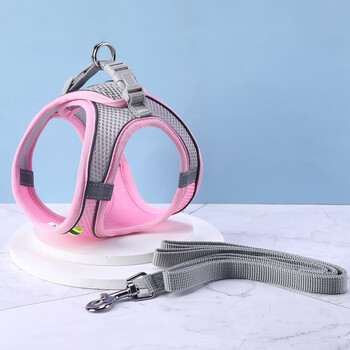 Other cat traction ropes, anti-breakaway vests, reflective and breathable small dog walking ropes, rabbit pet dog supplies, sakura pink xxs