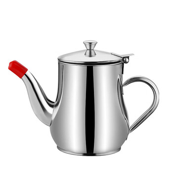 The same style as modern housewives, large stainless steel oil pot, net + spout, household thickened oil storage pot, oil cup with filter, free filter + oil spout, large household model 24#, about 600 ml