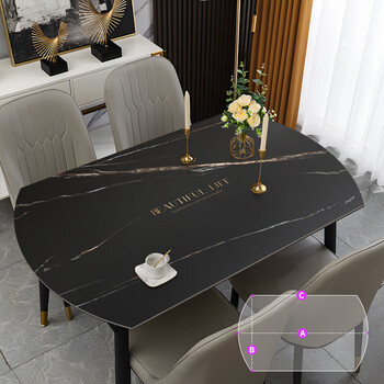 Fantasy light luxury high-end oval tablecloth waterproof anti-wash and anti-scald pvc arc-shaped table mat tandin black a 138cm 86cm c 108cm