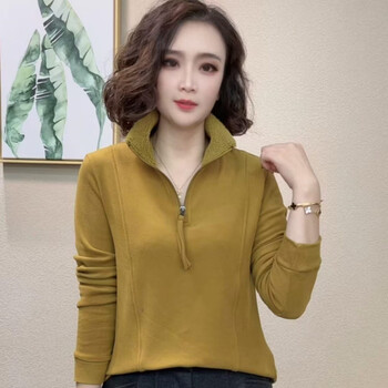 Temperament and versatile, half turtleneck bottoming shirt for women 2026 spring and winter new long-sleeved t-shirt, stylish inner top, coffee color, counter quality 4xl (recommended 140-155 catties)