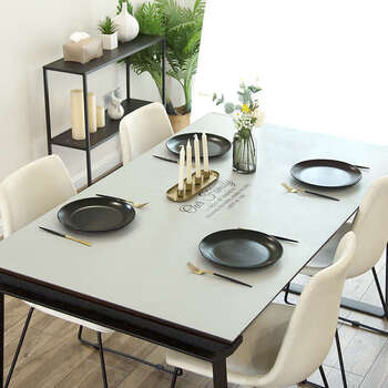 Yusenyi table mat is waterproof, oil-proof and scalding, home dining table mat, coffee table mat, desk tablecloth, home elegant gray table mat p8008, leather table mat, width 70, length 140
